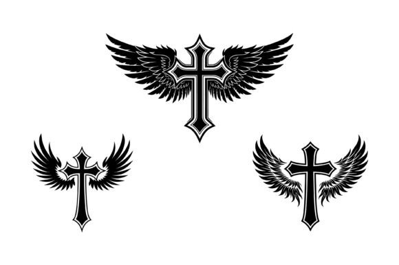Angel Wing Christian Cross Symbols: Graphics & T-Shirt Design