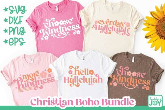 Christian Boho Quote Bundle Graphics for T-Shirt Designs