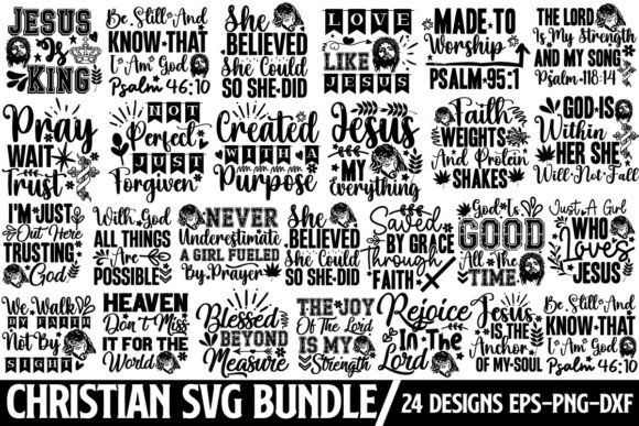 Christian SVG Bundle and Quote SVG Graphics for T-Shirt Designs