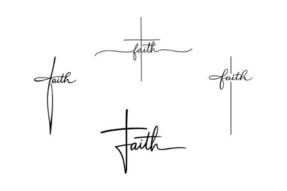 Faith Cross Handwritten Christian Typogr: Graphics & T-Shirt Designs