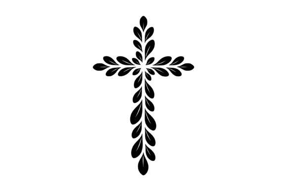 Floral Leaf Christian Cross Silhouette: A Designer's Take